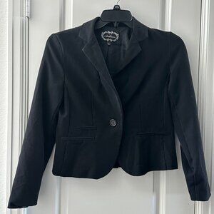 Ambiance Womens Black Blazer Jacket L Single Button Stretchy Fit